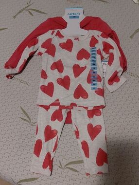 Carter's White & Red Heart Two-Piece Pajama Set